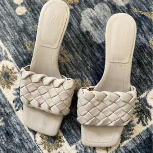** H&M Beige Braided Square Toe Sandals - Size 39